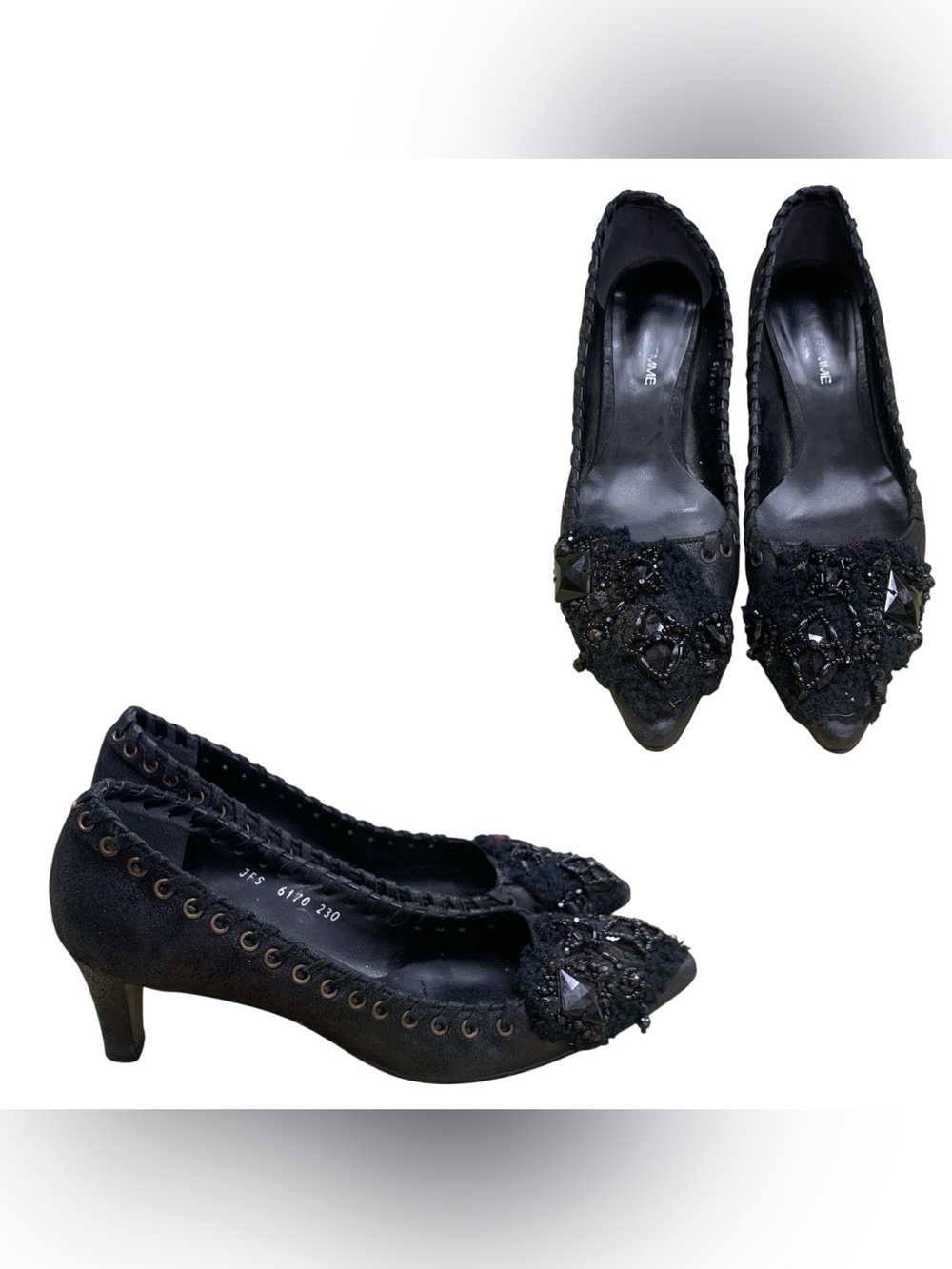 Jolie Black Embellished Pointed-Toe Heels S6.5